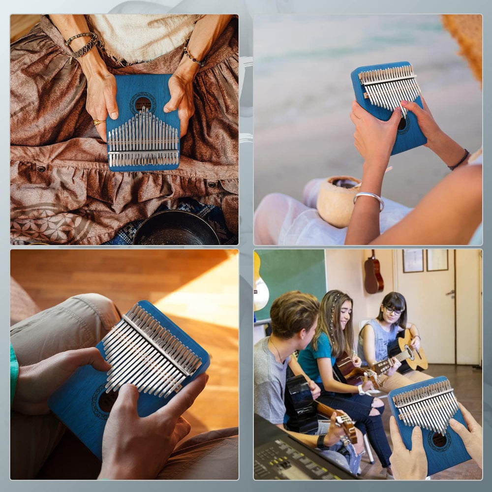 Kalimba Thumb Piano | 17-Key Blue Wood Finger Piano